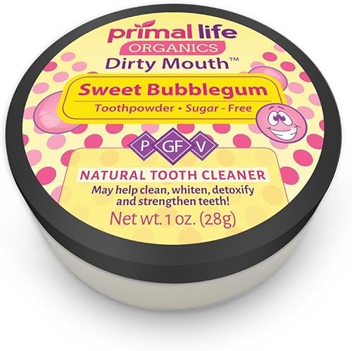 Primal Life Organics - Polvo de dientes de boca sucia, polvo de limpieza de dientes, aceites esenciales saborizados con caolín natural y arcilla de
