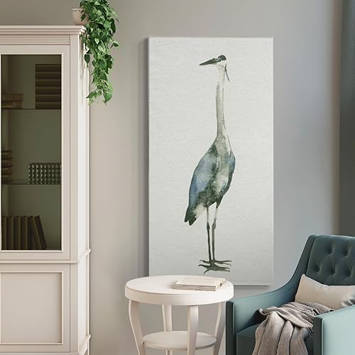Miniatura 3 de Renditions Gallery Lienzo de naturaleza para pared, decoración moderna, pinturas de garza azul oscuro, glamour, abstracto, romántico, pájaro,