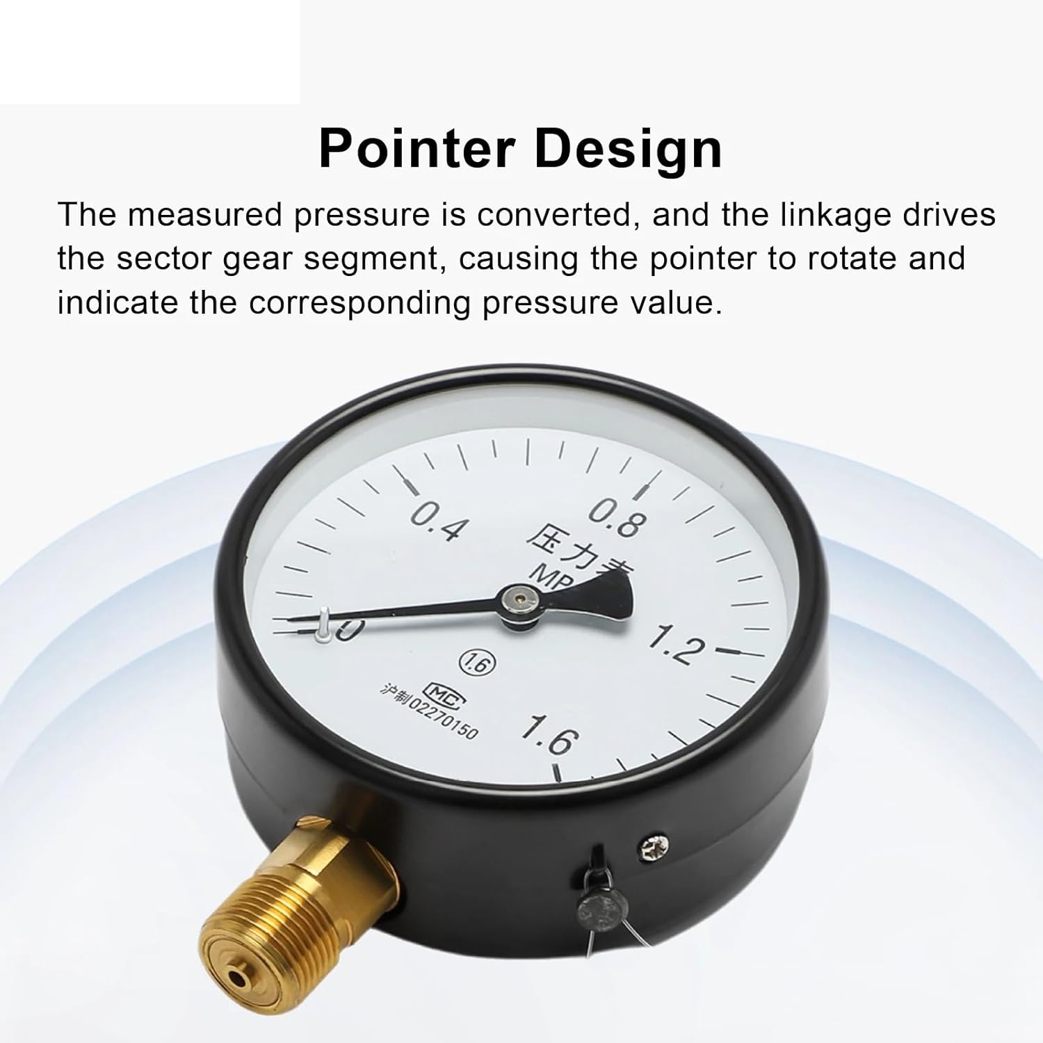 General Industrial Pressure Gauge Y‑100 Bourdon Tube Vacuum Negative Pressure Range 0‑1.6 MPa G1/2 G1/4 / NPT1/2 Thread(G1-2,0-0.6Mpa)