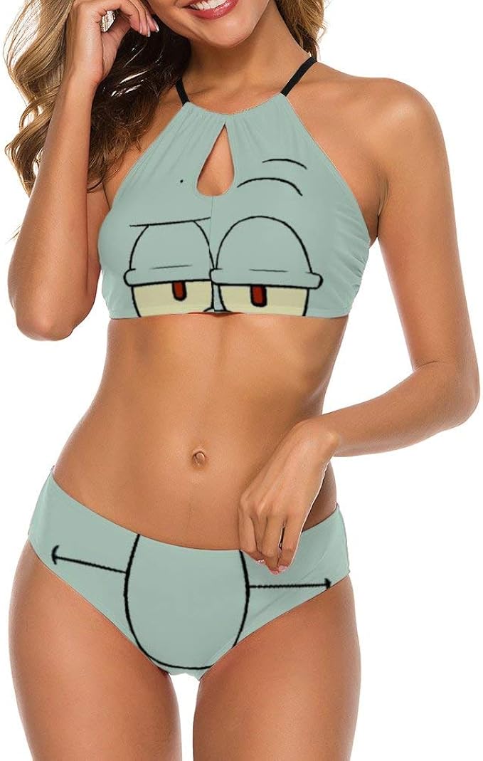 Amazon イカ向けの変な顔 水着 ビキニ レディース ボディラインを美しく見せるビキニ 2点セット ビキニセット ビキニ セパレーツ 通販