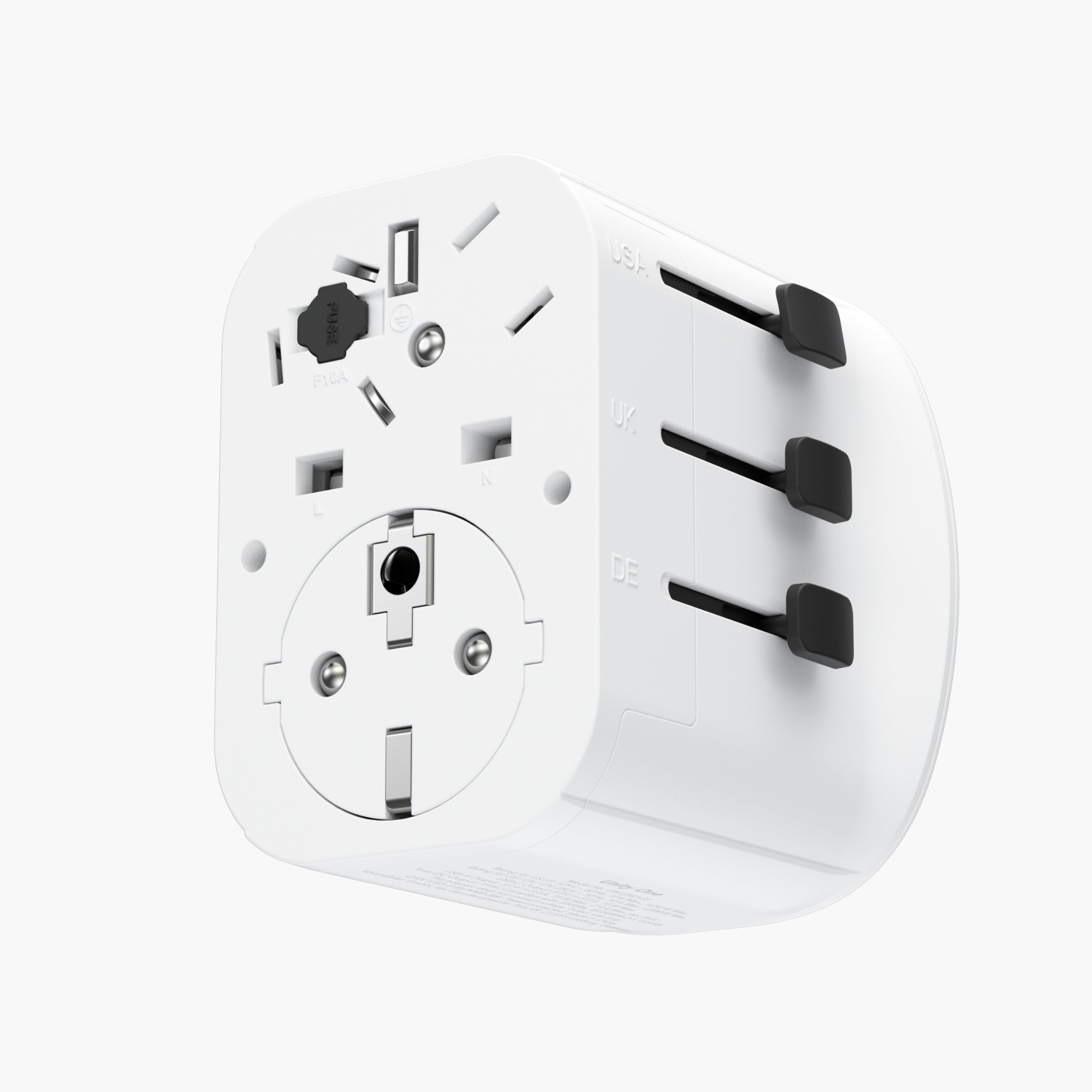Vonmählen Unity One – Weltreise-Adapter mit USB-A & USB-C, 2300W Leistung, kompakt & ausziehbar, kompatibel in 150+ Ländern – Ladegerät für Smartphone, Laptop, Kamera & mehr