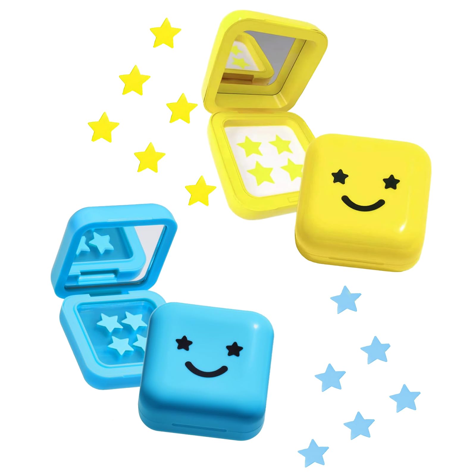 64Pcs Star Pimple Patches - 2 Colors Yellow and Blue for Face and Skin Care, Small