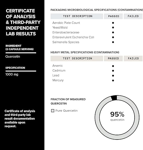 Miniatura 6 de Cápsulas de quercetina de ultra alta pureza - 95%+ altamente purificadas y altamente biodisponibles - 1000 mg por porción - Suplemento de quercetina