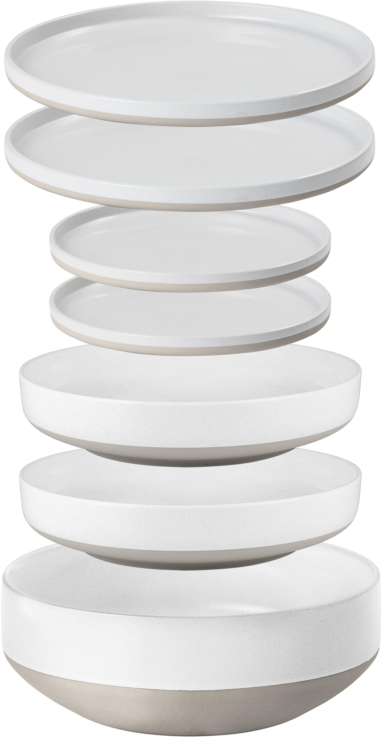 BRUNNER Melamin Geschirr-Set Camping 7-Teilig6-in-1 Set ODETTE Stapelbar | Antislip (Antirutsch), 1-2 Personen, wie Steingut (StoneTouch), Bruchfest, Teller Schalen Salatschüssel , Wohnmobil Wohnwagen