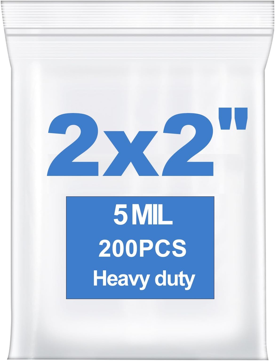 200 PCS 2" x 2" Thick 5 Mil Small Clear Zip Poly Bags Plastic Reclosable Zip Seal Lock Bags Heavy-Duty Necklace Ring Coin Beads Jewelry Pill Zipper Bag