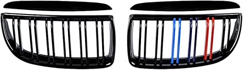 Miniatura 6 de Par de rejillas de riñón delanteras negras brillantes, radiador de color M compatible con BMW E90 E91 323i 325i 328i 335i 328i 335i Pre-LCI 2005-2008