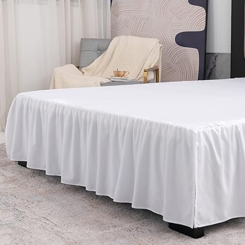 Miniatura 4 de TSUTOMI Falda de cama de tamaño individual con volantes y esquinas divididas, faldas de cama con volantes de 14 pulgadas con plataforma, estilo