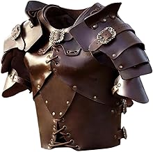 Perfeclan Armature per Il Corpo Armatura per Spalle in Pelle Medievale Cuoio Cosplay Cavaliere Regolabile Halloween Gilet Vintage Greco Antico Armatura Toracica, Marrone