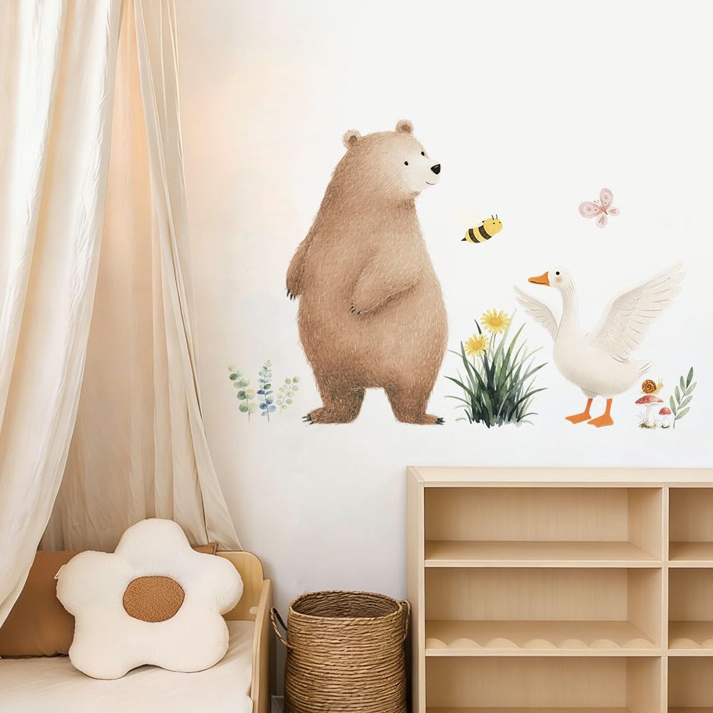 Sticker mural ours et oie SUPERDANT en PVC 80x30 cm pour chambre
