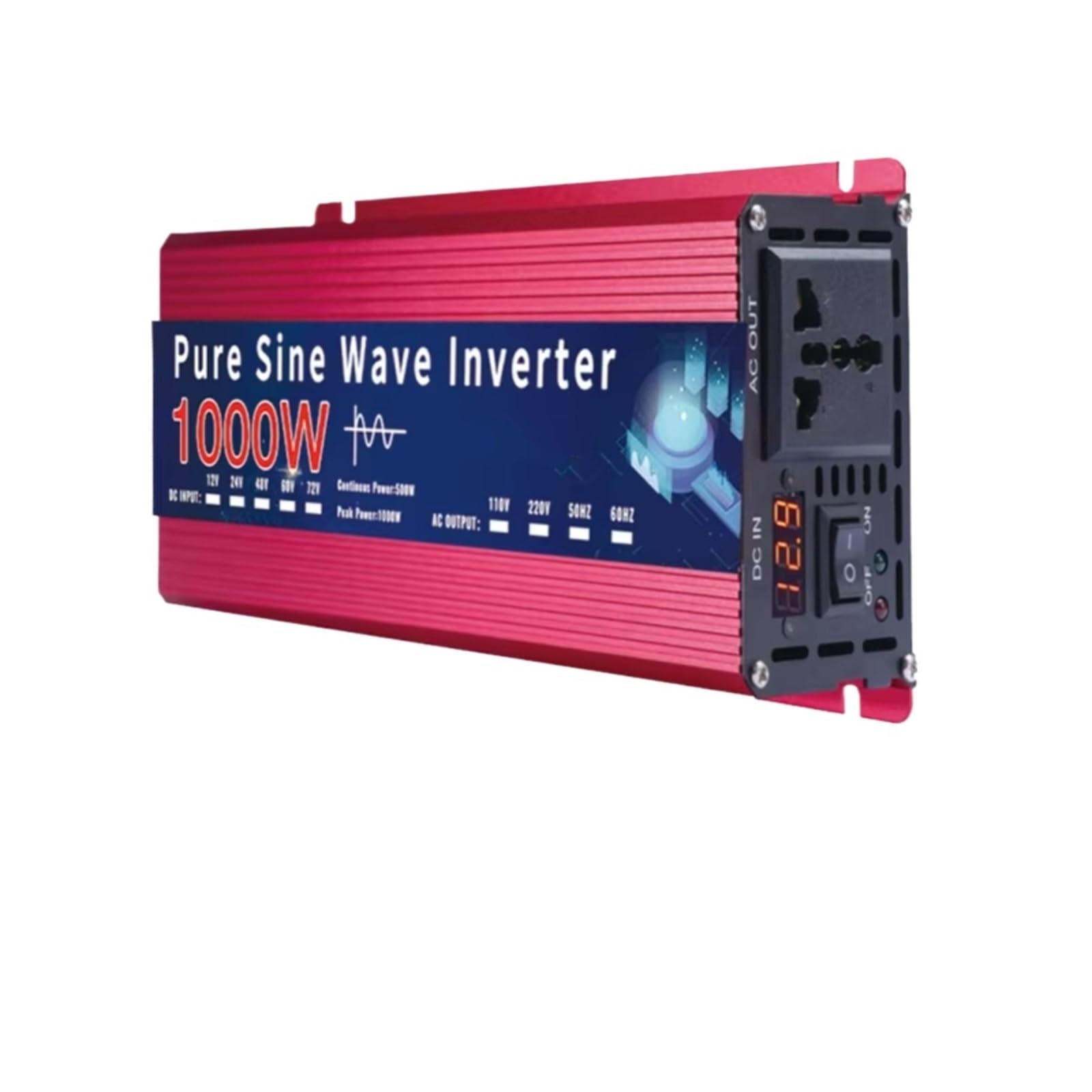 Inverter Onda Pura 12V 220V 24V 110V 2000W 3000W 4000W 5000W Convertitore Di Tensione Di Alimentazione Portatile Da CC A CA Inverter Solare Auto Convertitore(1000W,12V,220V 60HZ)