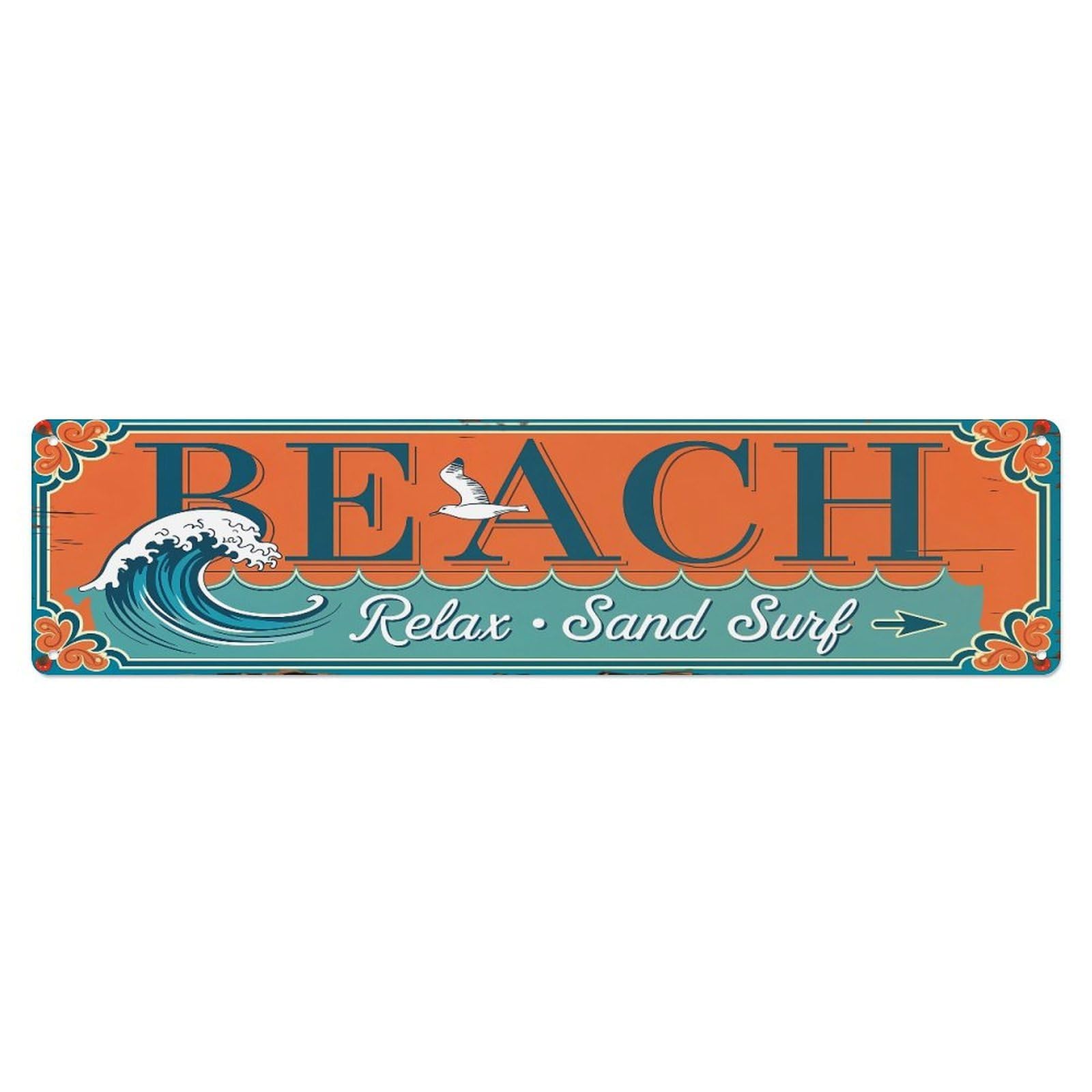 Beach Relax Sand Surf Wave Metal Tin Sign Plaque