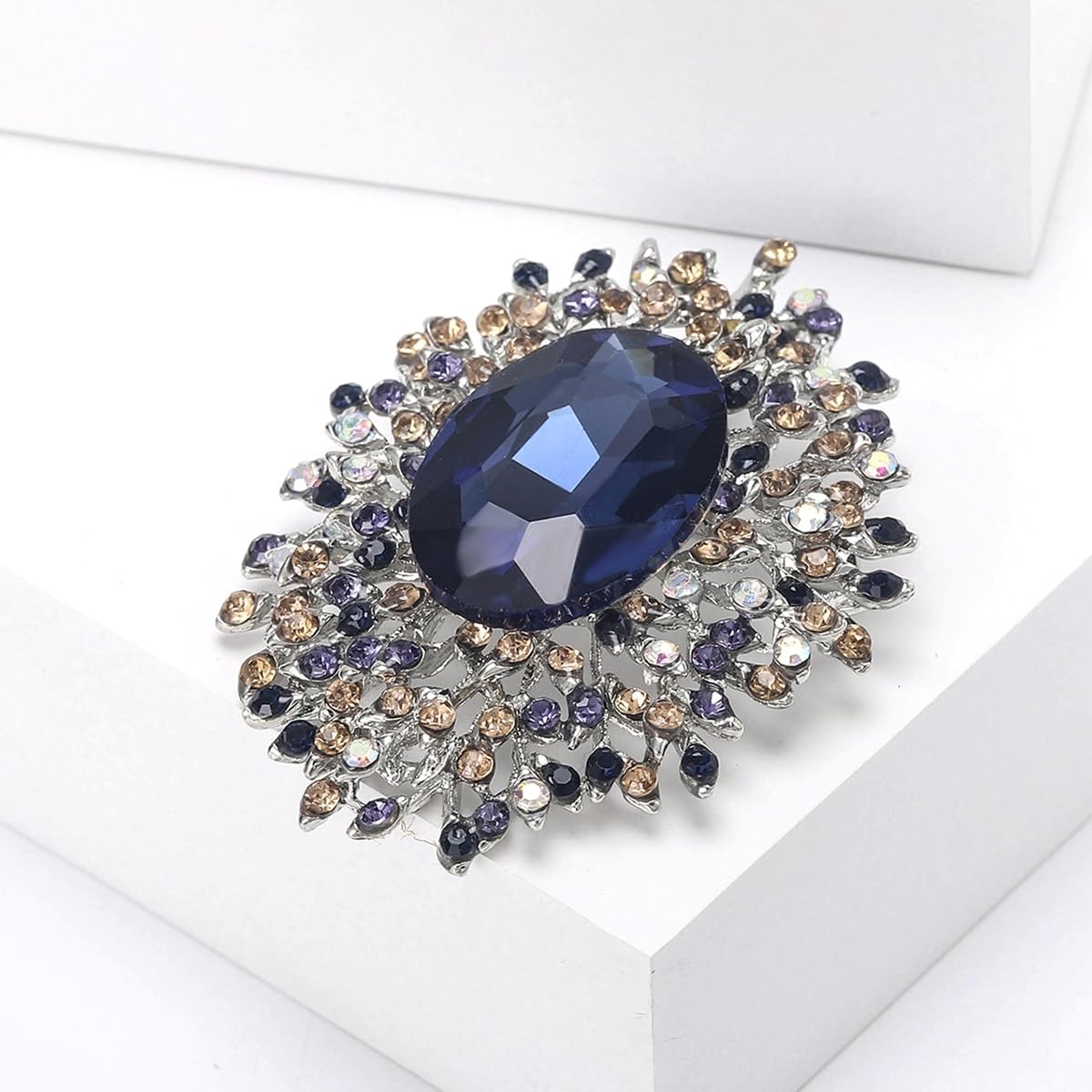 YOQUCOL Elegant Colorful Cubic Zirconia Crystal Bright Rhinestone Brooch Pins for Women Grils - Image 5