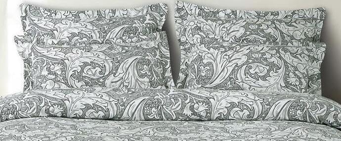 Image of Bedding Set Combo of Double Bed Duvet Cover Set with Fitted Bedsheet & 2 Pillow Covers | 300 TC Cotton Fabric | Zipper Closure |All Round Elastic|Warm Stuff|SED 047|Grey Paisley | Breathable material