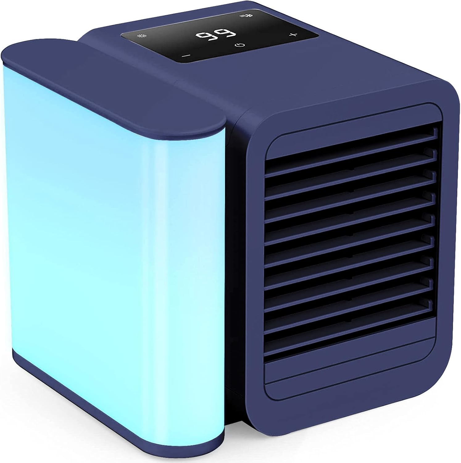 Portable Air Conditioner Cooling Fan: Evaporative Mini Air Cooler with 𝟳 𝗖𝗼𝗹𝗼𝗿𝘀 – USB Personal Air Cooler Desktop Ac Unit for Room Office Home (Blue)