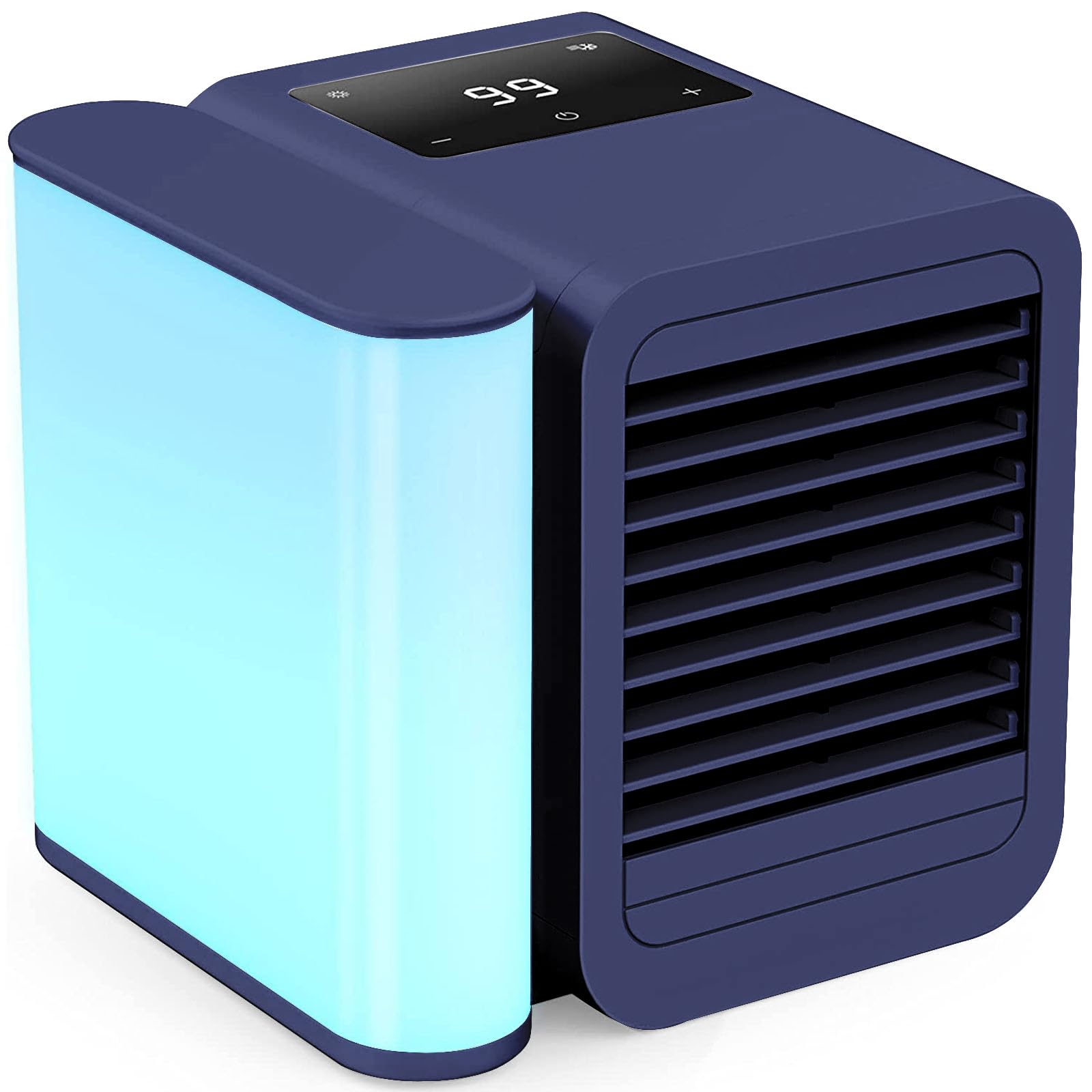 Portable Air Conditioner Cooling Fan: Evaporative Mini Air Cooler with 𝟳 𝗖𝗼𝗹𝗼𝗿𝘀 - USB Personal Air Cooler Desktop Ac Unit for Room Office Home (Blue)