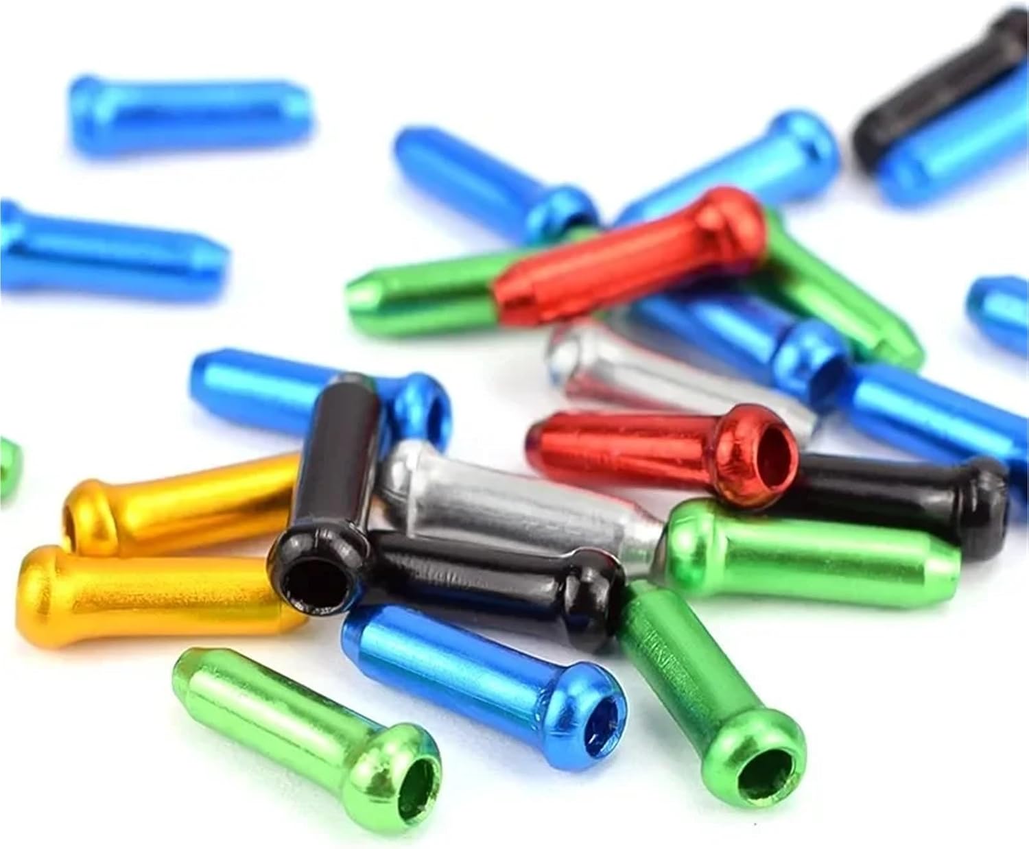 Bike Cable End Caps 250pcs Bicycle Cable End Caps Aluminum Alloy Bike Brake Shifter Tips Wire Cap Multiple Colors Line Core(Green)
