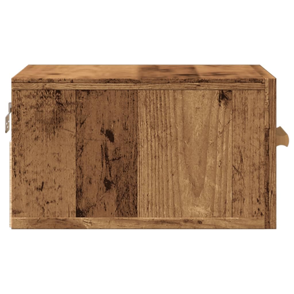 Comodino sospeso da parete, effetto legno anticato, comodino sospeso in legno per camera da letto e soggiorno, console da parete salvaspazio, 35 x 35 x 20 cm