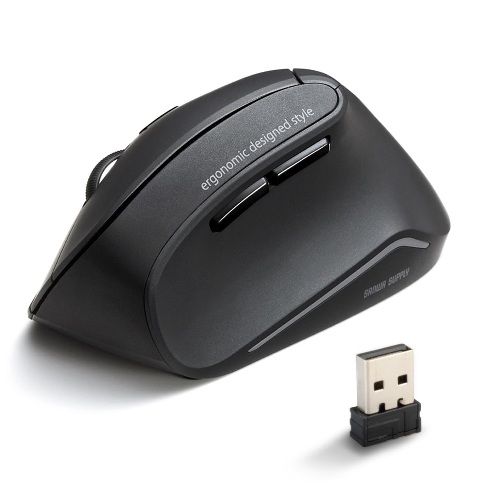 SANWA Ratón ergonómico inalámbrico de 2,4 G, ratón óptico vertical para computadora, clic silencioso silencioso, (800/1200/1600 DPI ajustable, 6 botones) compatible con MacBook, portátil, Windows, Mac