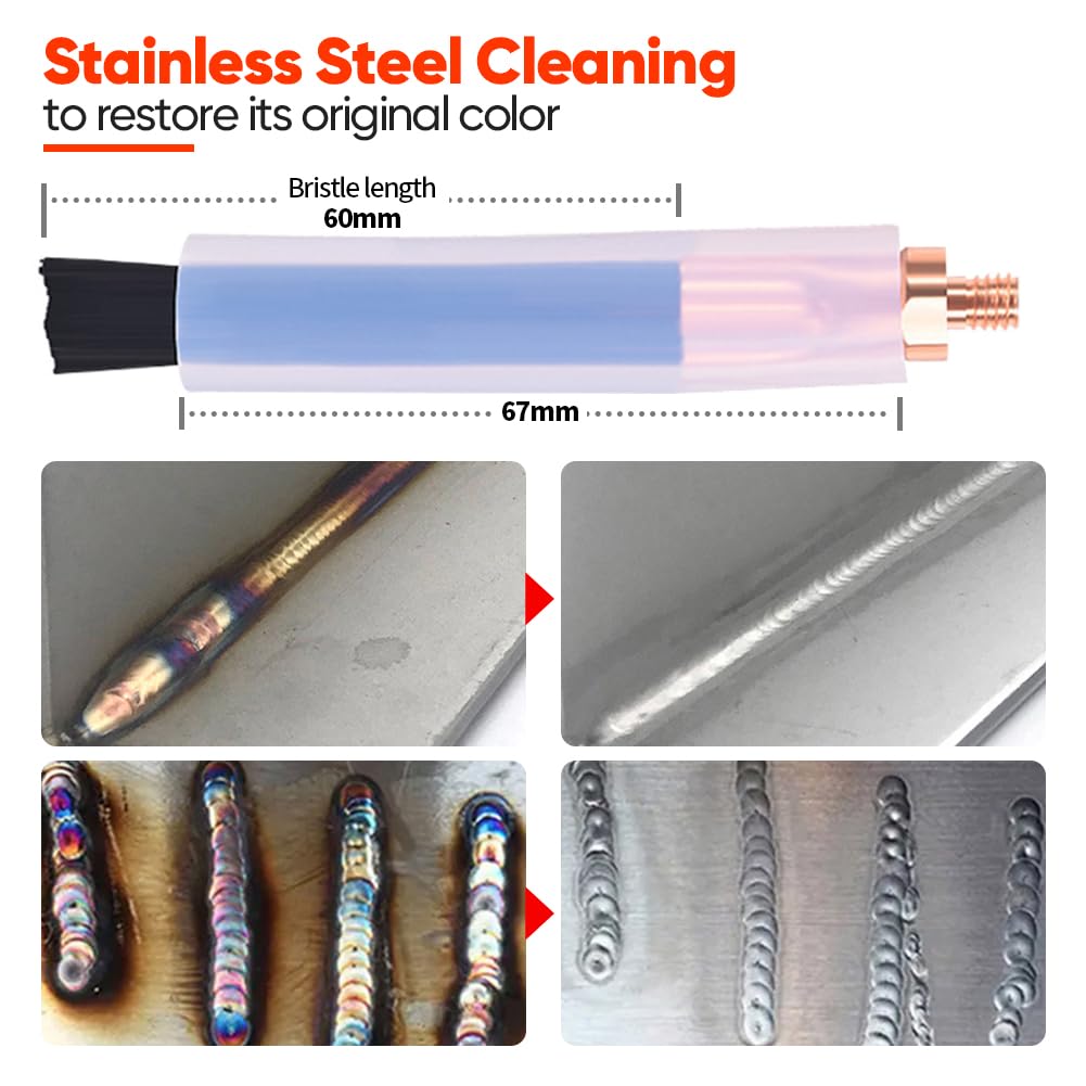 M6 5PCS Weld Bead Cleaning Brush,Copper Head Weld Brush for Welding Bead Seam Polishing Machine - weld cleaning brush