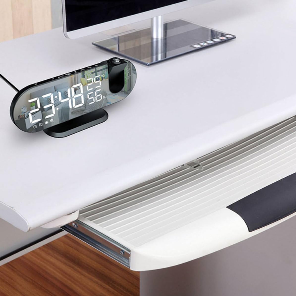 Reloj Despertador de Proyección Digital Multifuncional Pantalla Grande y Carcasa de Abs para Uso Dormitorio y Sala de Estar