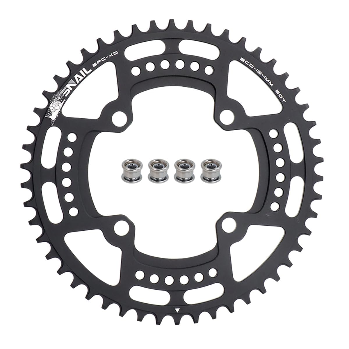 FOMTOR 104 BCD Chainring 50T 7-12 Speed Compatible CNC 7075 Aluminum Narrow Wide Tooth Round Chainrings for MTB/Road Bike Ebike Chainwheel Black