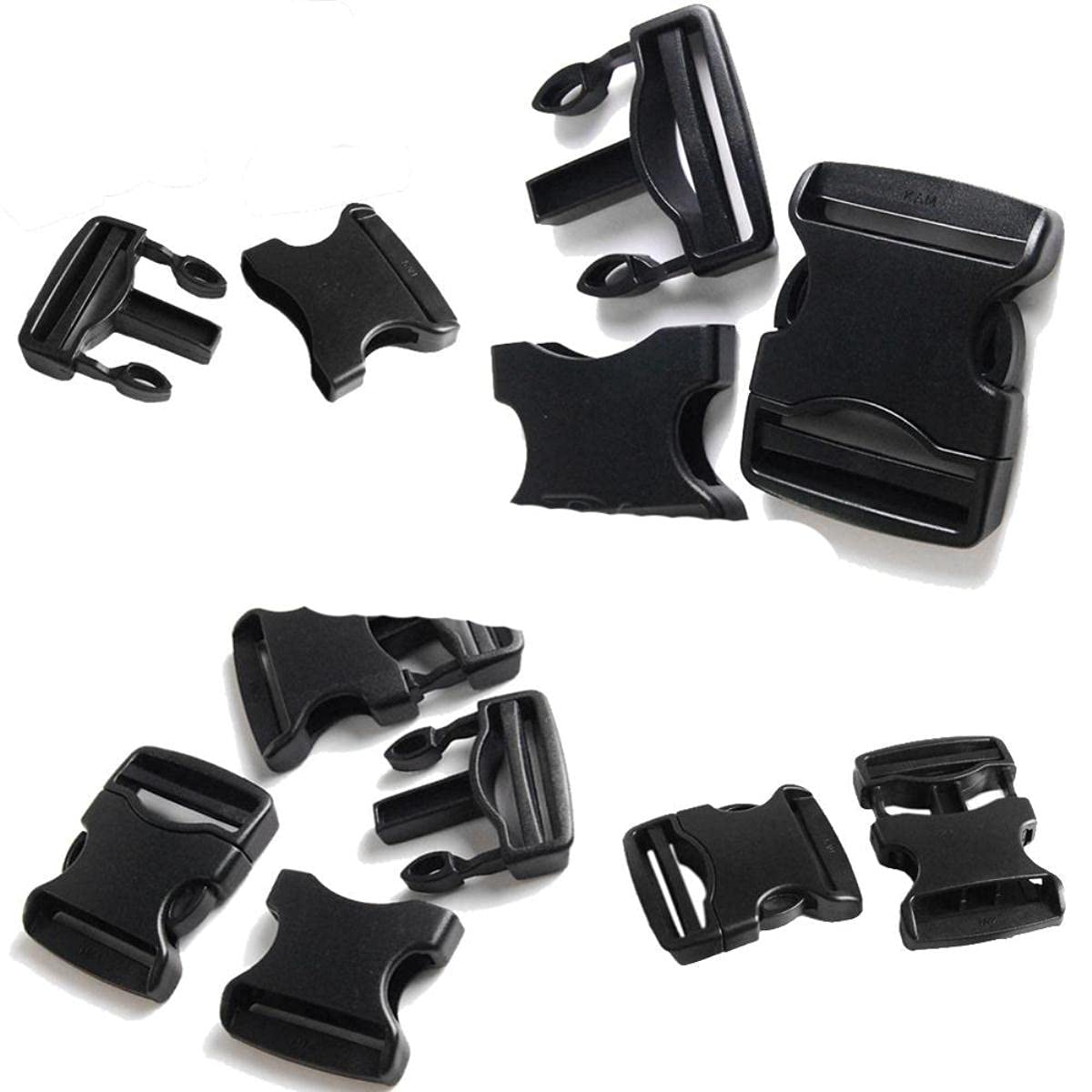 Hebilla de plástico negro Correas Desmontar Hebillas para bolsos Correa Mochila Equipaje Ropa Pantalones Accesorios 20 mm 25 mm 32 mm 38 mm 50 mm-200 piezas, Correas Tamaño 51 mm