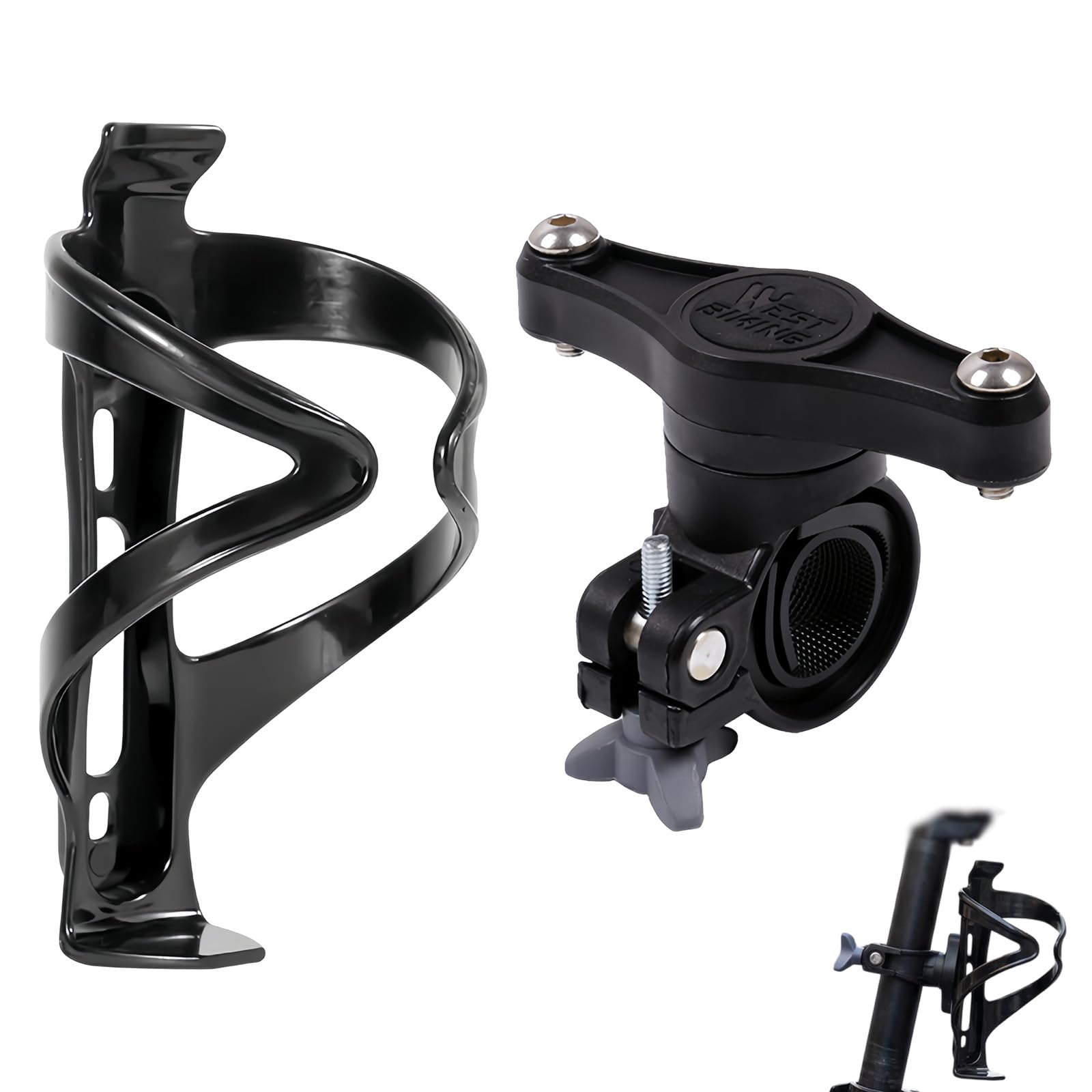 Soporte para localizador bajo el portabotellas, soporte de bicicleta discreto e impermeable con tornillos de seguridad, protección antirrobo para el localizador, montaje bajo la botella