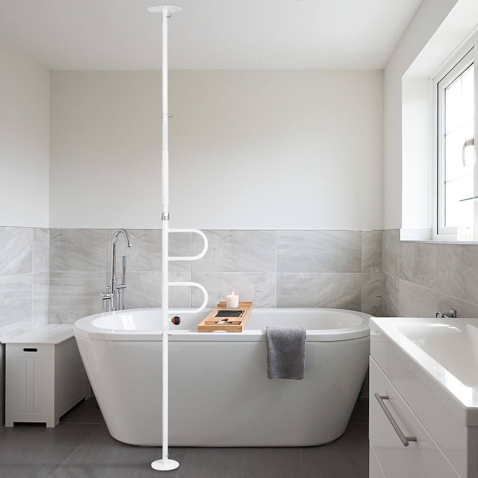 Ceiling Railing Support Floor Grab Bar, Adjustable Height Elderly