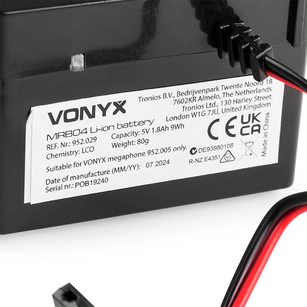 Batería Recargable de Iones de Litio 5V Vonyx MRB04 para megáfono MEG025