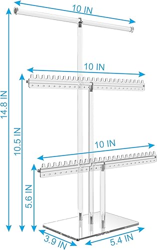 Miniatura 10 de lengnoyp Soporte de joyería de alta calidad soporte para collar soporte organizador de joyas acrílico sólido transparente de 2 niveles y soporte
