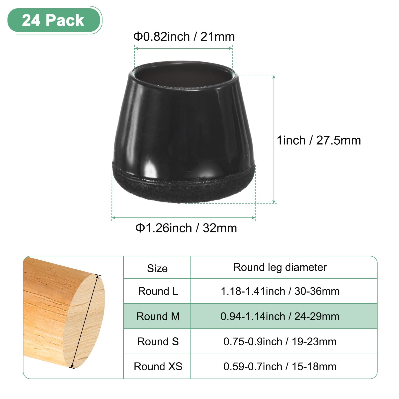 M METERXITY 24-Pack Chair Leg Floor Protectors - Image 3