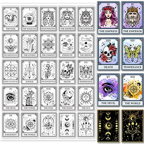 GLOBLELAND Tarot Motif Timbres Clairs Vintage Style Silicone Transparents - Étoiles Constellations Sorcières Sceaux pour DIY Scrapbooking