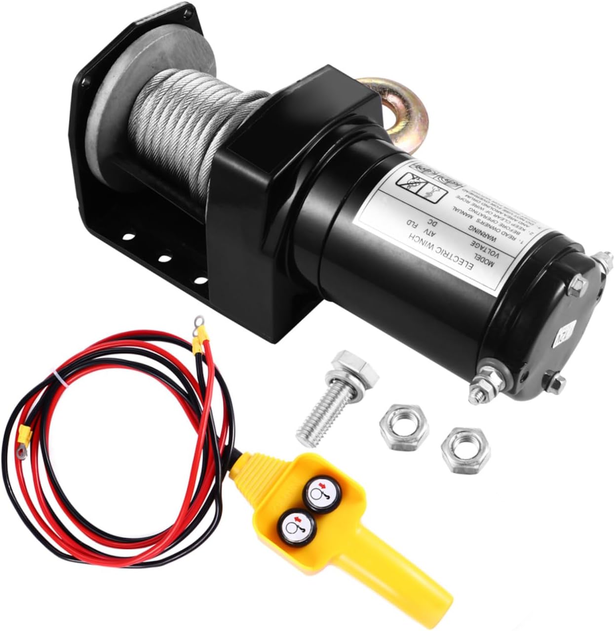 12v Electric Winch 2000lb Vehicle Towing Crawler Winch with Wired Remote Control for Off-Road Truck Trailer