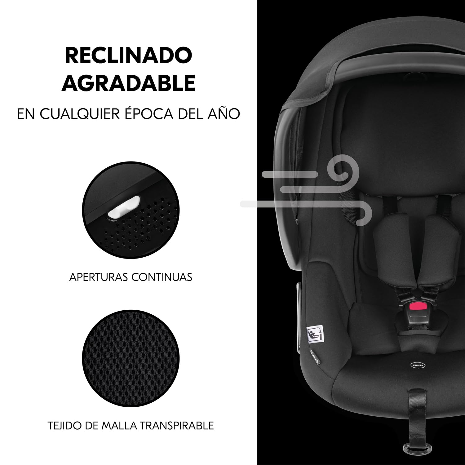 hauck Silla Coche Bebe Grupo 0 Drive N Care - Portabebés i-size con Reductor de Asiento Recien Nacidos - Arnés y Reposacabezas Ajustable - Apto desde el Nacimiento - Negro