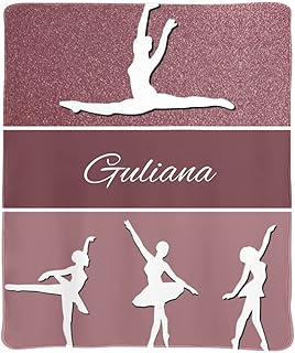 Yeshop Personalized Throw Blanket, Pink Dance Ballerina Custom Blankets 50x60 Inches for Couch Bed, Fleece Blanket with Your Name Birthday for Boy Girl Teen