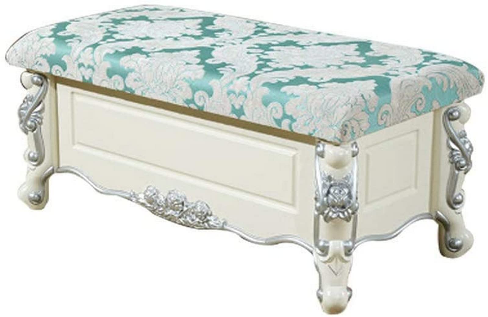 Tabouret de rangement en tissu de style européen pour salon, meuble multifonction de 80x40x37cm