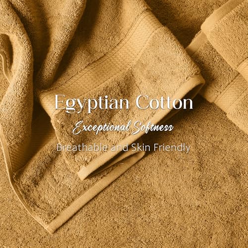 Superior Egyptian Cotton Pile 3-Piece Towel Set, Includes 1 Bath, 1 Hand, 1 Face Towel/Washcloth, Heavyweight, Ultra Soft Luxury Towels, Thick Plush Essentials, Guest Bath, Spa, Hotel Bathroom, Gold by SUPERIOR - Image 5