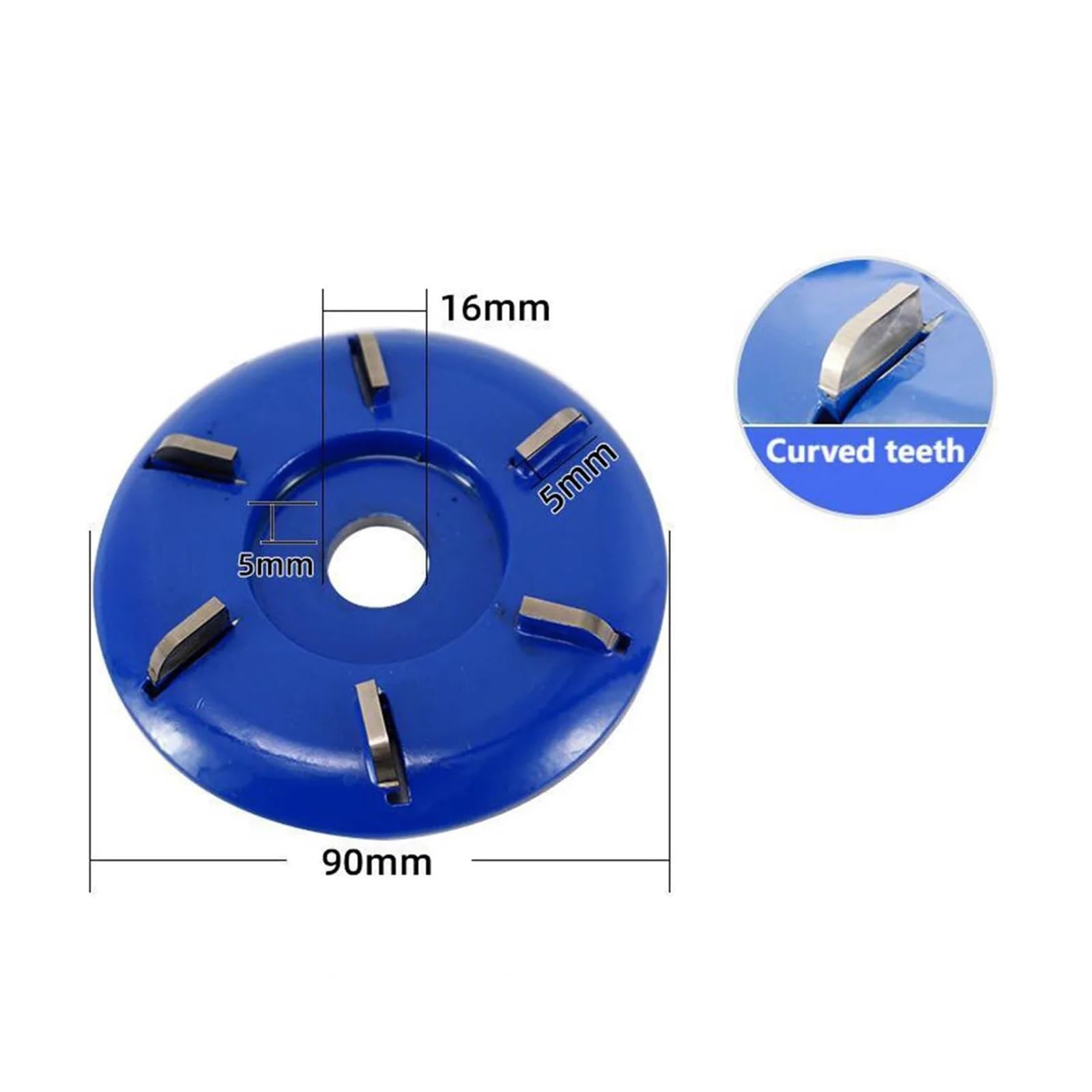 Disco de tallado de dientes múltiples de 90 mm,dientes planos/curvos | Fresa de dientes planos/curvos con orificio de 16 mm, for amoladora angular(90x16x8T Round)