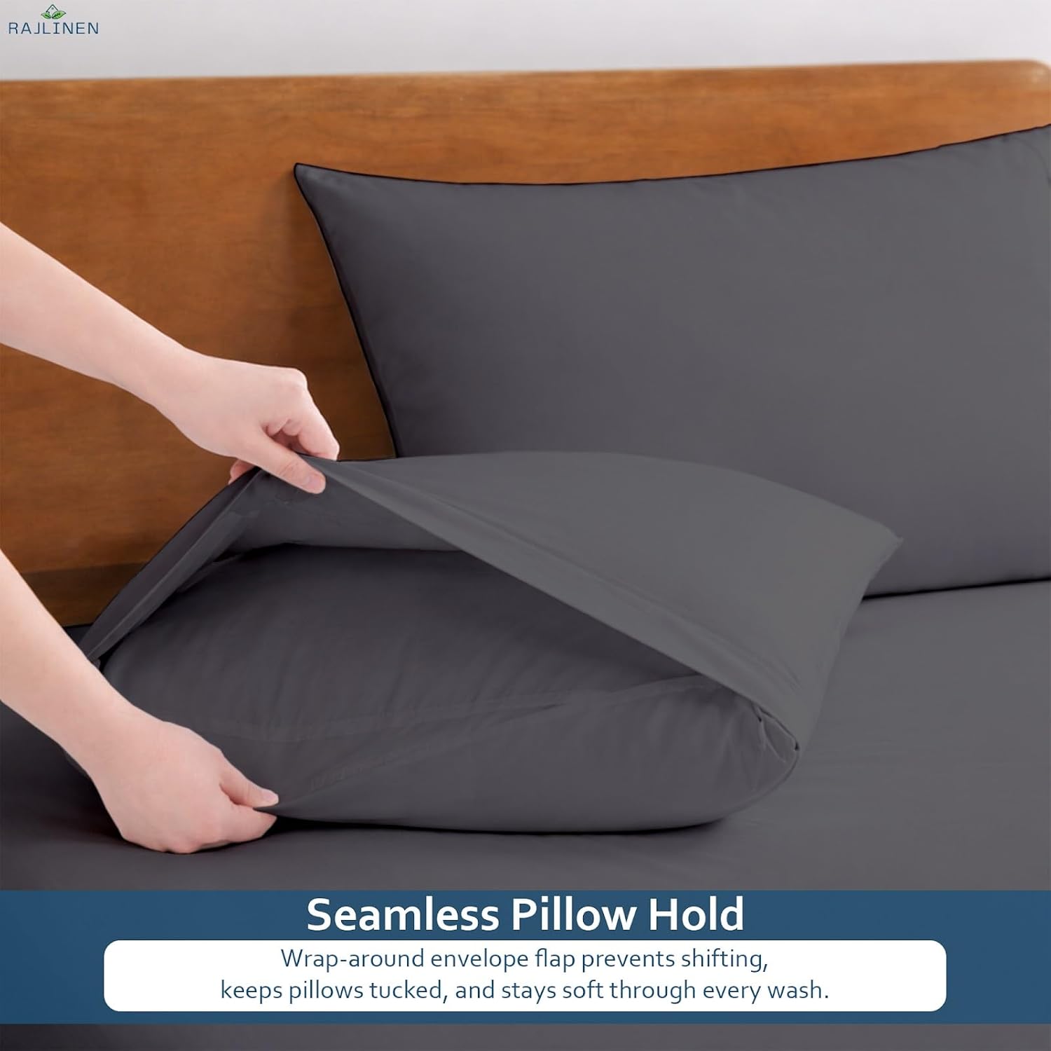 Rajlinen 100% Cotton Three Quarter (48" x 75") Sheets Set, Cooling & Breathable Bed Sheets, 16 Inch Deep Pocket Fitted Sheet with All-Around Elastic, Soft & Durable Bedding Set, Dark Grey Solid