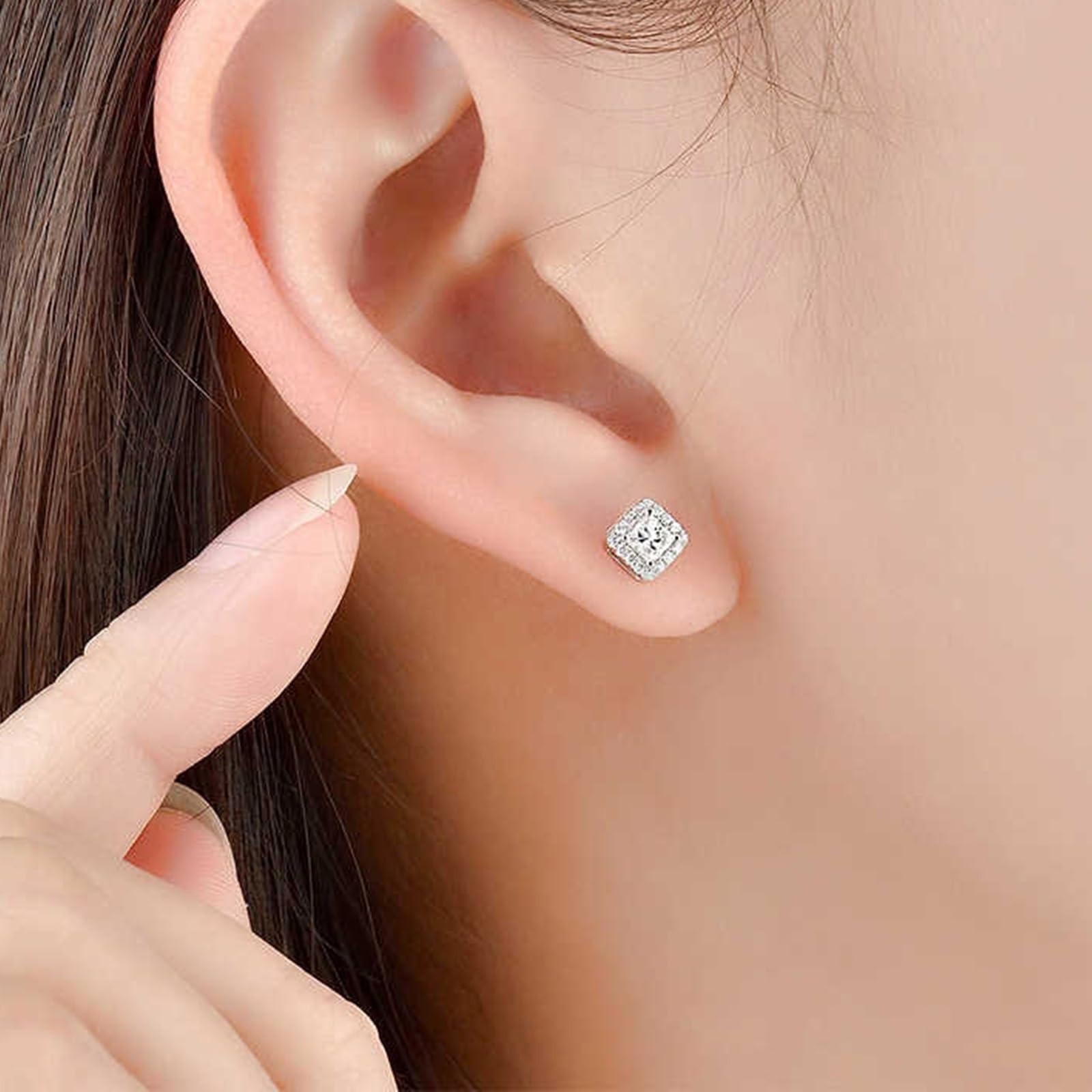 Ohrringe 9k/14k/18k Echtgold Damen, Ohrstecker Frauen mit Labor Diamant, Echtschmuck Hochzeit Braut