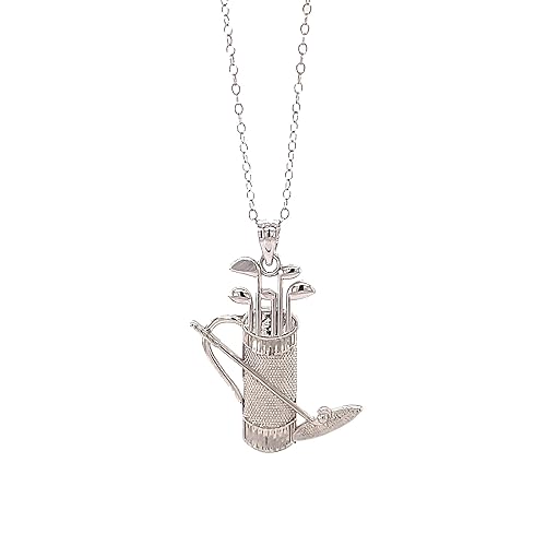Sterling Silver Golf Bag and Clubs Necklace