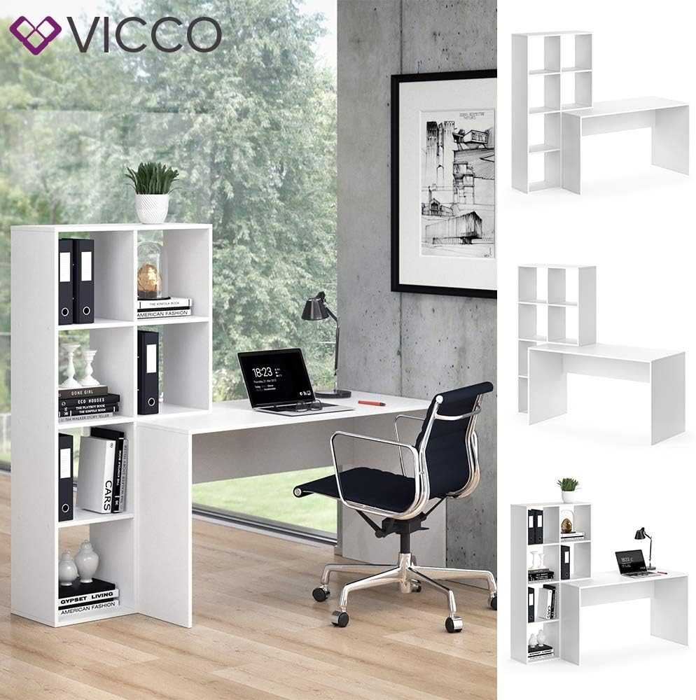 Vicco Desk Albano, White, 90 x 51.5 cm