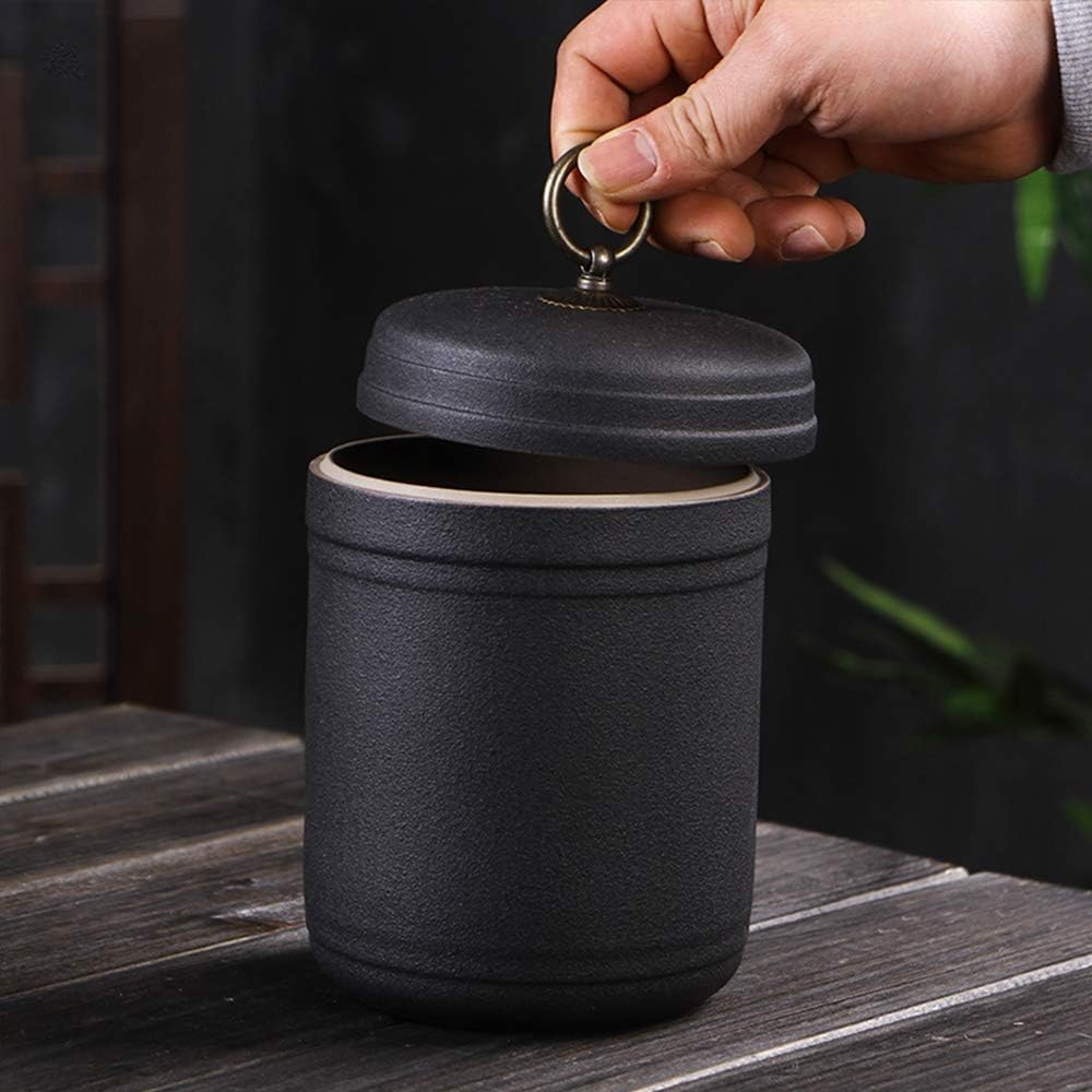 Teapots 6 Piece Sake Set Japanese Black Ceramic Wine Glasses with Warm Pot and Stopper Traditional Craft Cups for Cold/Warm/Hot Sake/Shochu/Tea