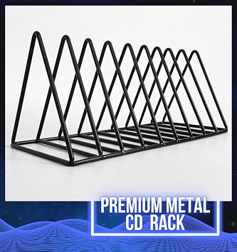 Record-Happy CD Storage Rack Organizer Stand - Compact Disc Holder Display Shelf for CDs, DVDs and Video Games, Holds 18 Jewel Cases - Practical and Functional Wire Metal CD Case Holder (Black, 1)