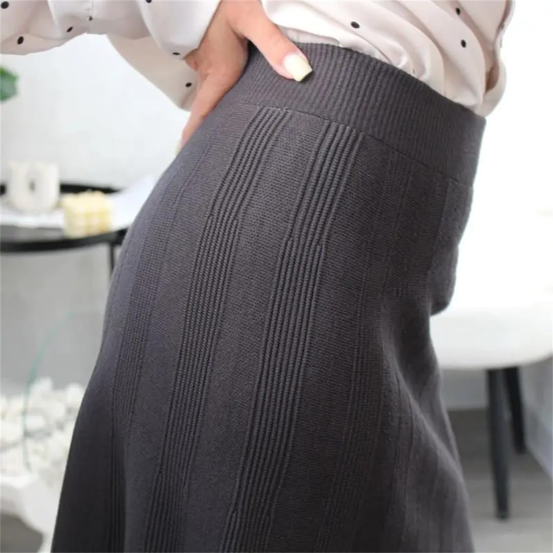Yeuyyben Elastico A Vita Alta Delle Donne Una Linea Gonne Femminile Maglia Maglione Gonna Elegante Autunno Inverno Femminile Gonna MI