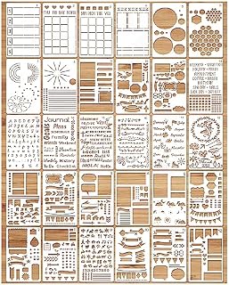MWOOT 30 sztuk mieszanych Bullet Dziennik Szablon Szablon Zestaw, Litera Rysunek Malarstwo Alfabet Szablony Wielokrotnego użytku, Bullet Journal Akcesoria do DIY Planer Scrapbooking Dekoracje Ścienne