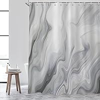 Vista 18 de Cortina de ducha con diseño de mármol verde, verde azulado y blanco degradado, moderna, abstracta, de lujo, ondas, decoración del hogar, tela