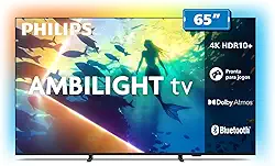 PHILIPS, Smart TV Ambilight 65" 4K, 65PUG8100/78, Comando de Voz, HDR10+/Dolby Atmos, VRR/ALLM, Bluetooth