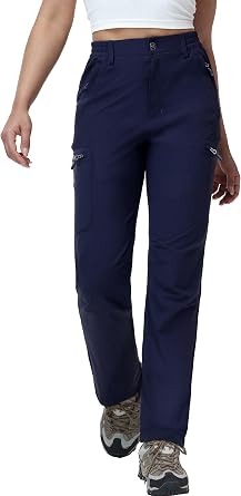 Haimont Womens Hiking Pants Lightweight Quick Dry Stretch Cargo Pants with Zip Pockets, Water Resistant, 27"/29"/31"