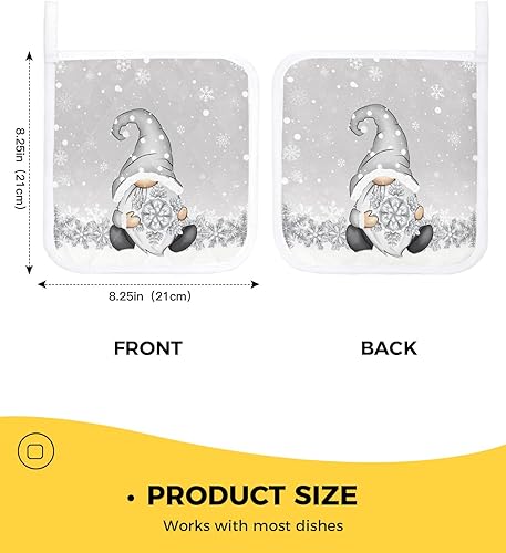 Miniatura 2 de 5 Packs Christmas Gnomes Pot Holders Sets for Kitchen,Oven Pan Plate Bowl Pads Heat Proof Mat with Hanging Loop,Thick Terry Cloth Potholders Non